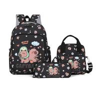 3pcs / set sac à dos capybara pour enfants mignon kawaii sac à dos ensemble avec lunch et boîtier de crayon drôle