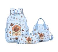 3pcs / set sac à dos capybara pour enfants mignon kawaii sac à dos ensemble avec lunch et boîtier de crayon drôle