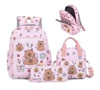 3pcs / set sac à dos capybara pour les enfants sac à dos kawaii mignon avec lunch et boîtier au crayon drôle de sort de voy