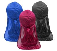 3pcs Silk Durag pour les hommes Elastic Edge Imitation Durag Silk avec compression de la couronne Capre d'onde respirante pour les fêtes, les rassemblements de famille et les sorties décontractées, C