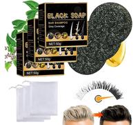 3pcs Soap Cover Shampoing Homme Pousse Cheveux Black Hair Shampoo Hair Darkening Reverse Grey Hair Bar Solid Assombrissant Les Cheveux Natural Barre De Savon Hair Darkening Charcoal[Z3542]