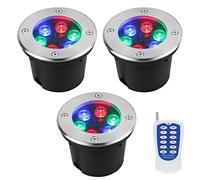 3PCS Spot LED Piscine Encastrable - RGB Spot LED Fontaine, Projecteur Encastré À Télécommande RF Étanche IP68, Projecteur De Jardin En Acier Inoxydable, Pour Terrasse De Piscine D'étang(3W,85-230V)