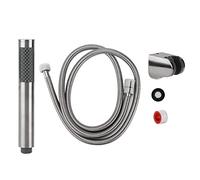 3Pcs Stainless Steel Shower Head Set Round Hand Shower Sprayer with Hose Holder High Pressure Water Saving Brushed Finish Bathroom Shower Accessories Easy Install Kit