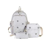 3Pcs Star Backpack Set for Girls with Lunchbox ＆ Pencil Case, Star Print | Large Capacity 3-Piece Backpack Student Commute School Lightweight Bookbag Travel Rucksack Adjustable Strap Campus Casual Tra