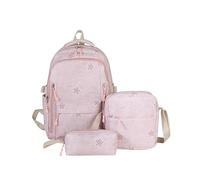 3Pcs Star Backpack Set for Girls with Lunchbox ＆ Pencil Case, Star Print | Large Capacity 3-Piece Backpack Student Commute School Lightweight Bookbag Travel Rucksack Adjustable Strap Campus Casual Tra