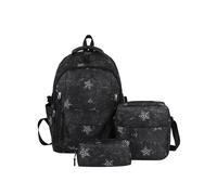 3Pcs Star Backpack Set for Girls with Lunchbox ＆ Pencil Case, Star Print | Large Capacity 3-Piece Backpack Student Commute School Lightweight Bookbag Travel Rucksack Adjustable Strap Campus Casual Tra