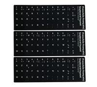 3PCS Sticker clavier non transparent, autocollants de clavier remplacement français non transparent avec fond noir sur lettrage blanc pour ordinateur portable Desktops