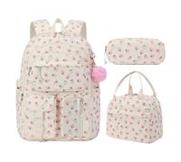 3pcs Strawberry Mignon Fille Sac à Dos avec Sac à Lunch Crayon pour Adolescentes