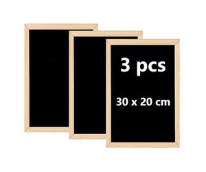 3pcs Tableau Noir en Bois, 20*30 cm, Tableau noir avec cadre, Tableau à craie noir cadre, Sets de Tableau Noir en Bois,Comprend une lingette éponge, convient aux écoles, buffets et autres occasions.