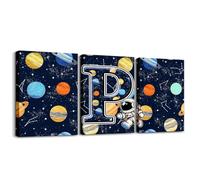 3Pcs Tableaux Decoratifs 40x30cm De Monogrammeme De L'Astronautee Spatial P | Affiche Sans Cadre Couleuré Planète Du Système Solaire Salon Chambre Salle de Bain Étoile Constellation -