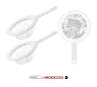 3Pcs Tamis Cuisine, 100/200/400 Mailles Passoire Filtre Fin Avec Poignée, Filtre Alimentaire en Nylon pour Jus, Lait, Café, Lait de Soja + 1 Marqueur