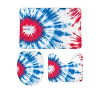 3Pcs Tapis De Bain Imprimé Tie-Dye Rouge Et Bleu Bath Mat Antidérapant Confortable Imprimer Tapis De Bain Contour, pour Chambre, Cuisine, Bathroom