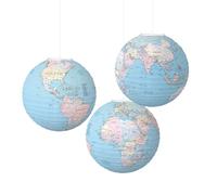 3pcs Terre Globe Suspendue Lanternes en Papier, 11,8 Pouces de Papier Globe 3D Lanterne, thème de Voyage Lanternes de la Carte du Monde pour la Maison, la Classe, la fête de la Terre décors