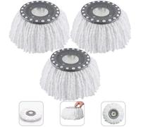 3Pcs Têtes Microfibre Balai, Mop Heads, Tête de Vadrouille Rechange Rond Têtes Mop Rotation à 360 pour Balais Serpillère Rotatif 36