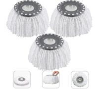 3Pcs Têtes Microfibre Balai, Mop Heads,Tête de Vadrouille Rechange Rond Têtes Mop Rotation à 360 pour Balais Serpillère Rotatif
