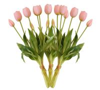 3pcs Tulipes Fleurs artificielles, Tulipes artificielles de 16 Pouces Qui Ont l'air réelle et Fleurs Fausses en Caoutchouc Doux pour Le Bureau de la fête Mariage décor