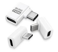 3PCS USB C 90 Degree Adapter 80Gbps avec USB C Coudé, Adaptateur USBC Mâle vers TYP C Femelle Angle Droit 240W, Prolongateur Type C Haute Vitesse pour Tablette, Console, Ordinateur, Accessoires