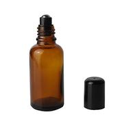 3pcs verre rouleau bouteilles-vide rechargeable parfum huile essentielle maquillage cosmétique roll-on flacon de stockage avec ballon en acier inoxydable et capuchon noir (brun) (30ml)