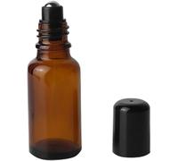 3pcs Verre Rouleau Bouteilles - Vide Rechargeable Parfum Huile Essentielle Maquillage Cosmétique Roll - On Flacon De Stockage Avec Ballon En Acier Inoxydable Et Capuchon Noir (Brun) (20ml)