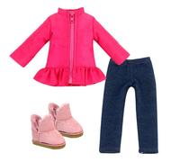 3Pcs vêtements de poupée,Teamson Kids, rose/noir, 10 X 18 X 46