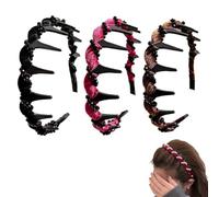 3pcs Vintage High Cranium Artificial Pearl Hairband,Non Slip Headband With Teeth,2025 New Elegant Pearls Rhinestone Headbands,Decorative Hair Bands,Fashion Hair Accessories Gifts (A, 1)