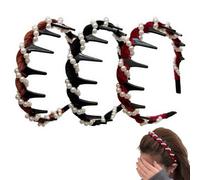 3pcs Vintage High Cranium Artificial Pearl Hairband,Non Slip Headband With Teeth,2025 New Elegant Pearls Rhinestone Headbands,Decorative Hair Bands,Fashion Hair Accessories Gifts (B, 1)