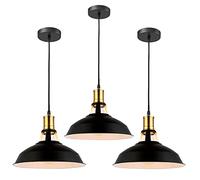 3PCS Vintage Retro Chandelier Industrial Pendant Light Ceiling Light E27 metal Lampshade Suspension LED lighting Fixture Loft Hanging Pendant Lamp (NOIR INTÉRIEUR BLANC)