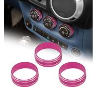 3pcs Voiture Climatisateur Bouton Interrupteur Couverture Anneau Rose Argenté