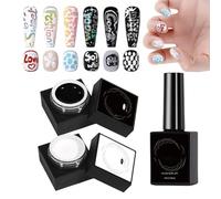 3Piece Gel Kit, Multifunctional Long Lasting Nail Design Set, Base Coat and Poking Gel, Ideal for Home and Salon Manicure, Drawing, Painting, Letters, Lace, Wave Designs
