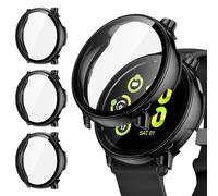 [3Pièces] Kamita Coque Compatible avec Garmin Vivoactive 5, Étui de Protection Complet avec Protecteur d'écran en Verre Trempé, Dur PC Bumper Case Antichoc Housse pour Garmin Vivo Active 5 (Noir*3)