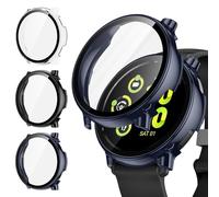 [3Pièces] Kamita Coque pour Garmin Vivoactive 5, Étui de Protection Complet avec Protecteur d'écran en Verre Trempé, Dur PC Bumper Case Antichoc Housse pour Garmin Vivo Active 5 (Clair+Noir+Bleu)