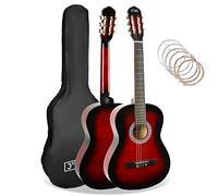 3rd Avenue Guitare Classique 3/4 Enfant, Cordes Nylon, Rouge | Guitare espagnole avec housse et cordes de rechange. Cordes nylon souples, douces pour petits doigts