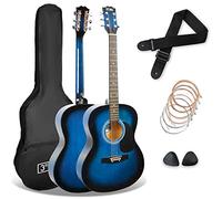 3rd Avenue Guitare Folk 4/4 Pack Débutant, Bleu | Guitare dreadnought avec housse, sangle, médiators et cordes de rechange - tout pour débuter dès 12 ans