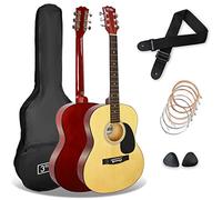 3rd Avenue Guitare Folk 4/4 Pack Débutant, Naturel | Guitare dreadnought avec housse, sangle, médiators et cordes de rechange - tout pour débuter dès 12 ans