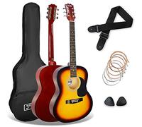 3rd Avenue Guitare Folk 4/4 Pack Débutant, Sunburst | Guitare dreadnought avec housse, sangle, médiators et cordes de rechange - tout pour débuter dès 12 ans