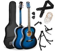 3rd Avenue Pack Guitare Acoustique 4/4 Taille Standard pour Débutants, Housse, Médiators, Jeu de Cordes de Rechange, Stand, Sangle, Capodastre - Bleu