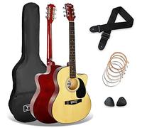 3rd Avenue Pack Guitare Acoustique À Pan Coupé 4/4 Taille Standard pour Débutants, Housse, Sangle, Médiators et Jeu de Cordes de Rechange - Naturel