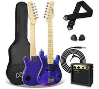 3rd Avenue Pack Guitare Électrique enfant Taille Junior 1/4 pour Débutants, Ampli Portable 5 W, Jack, Housse, Médiators et Sangle - Galaxie Violette
