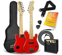 3rd Avenue Pack guitare électrique taille 1/4 pour débutants - ampli portable 5 W, câble, housse, médiators et sangle - Rouge