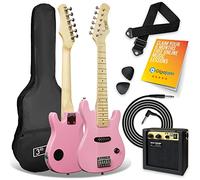 3rd Avenue Pack guitare électrique taille 1/4 pour débutants - ampli portable 5 W, câble, housse, médiators et sangle - Rose