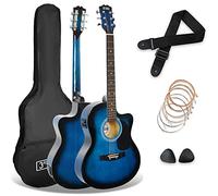 3rd Avenue Pack Guitare Électro-Acoustique À Pan Coupé 4/4 Taille Standard pour Débutants, Accordeur et Eq Intégrés - Bleu