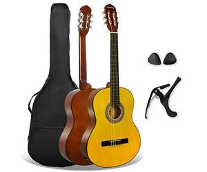 3rd Avenue Xf Pack Guitare Classique 4/4 Taille Standard pour Débutants, Guitare Acoustique avec Cordes en Nylon, Housse, Capodastre et Médiators - Naturel