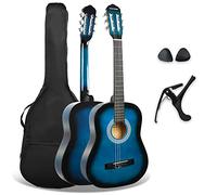 3rd Avenue Xf Pack Guitare Classique enfant Taille Junior 3/4 pour Débutants, Guitare Acoustique avec Cordes en Nylon, Housse, Capodastre et Médiators - Bleu