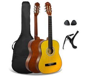 3rd Avenue Xf Pack Guitare Classique enfant Taille Junior 3/4 pour Débutants, Guitare Acoustique avec Cordes en Nylon, Housse, Capodastre et Médiators - Naturel