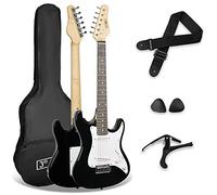 3rd Avenue XF Pack Guitare Électrique enfant Taille Junior 3/4 pour Débutants avec Housse, Sangle, Médiators et Capodastre - Noir