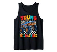 3rd Birthday Monster Truck Young Wild and Three 3 Year Old Débardeur