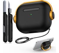 3rd Generation Case with Secure Lock, Earphone Case with Cleaning Kit Compatible with Airpods 3 2021, Black & Yellow