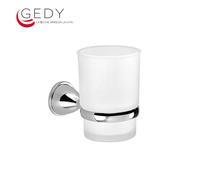 3S GEDY GENZIANA PORTE BROSSE À DENTS ACIER CHROMÈ AVEC BOITIER EN VERRE SATIN