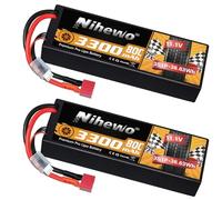 3S Lipo Batterie 3300mAh 80C 11,1V RC Batterie Étui Rigide avec Deans T Connecteur Compatible avec Losi Axial 1/8 1/10 RC Véhicules Voiture Camion Buggy Truggy Avion Drone Bateau Hobby (2 Paquets)