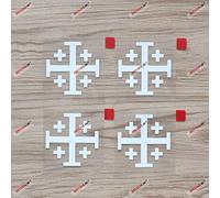 3S MOTORLINE Lot de 4 autocollants en vinyle pour voiture Motif croix de Jérusalem Blanc 5,1 cm